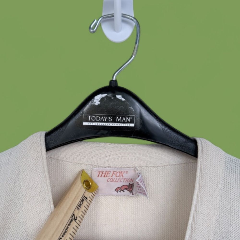 The Fox Collection Vintage Men’s Cream Cardigan Sweater Size L - Picture 3 of 6